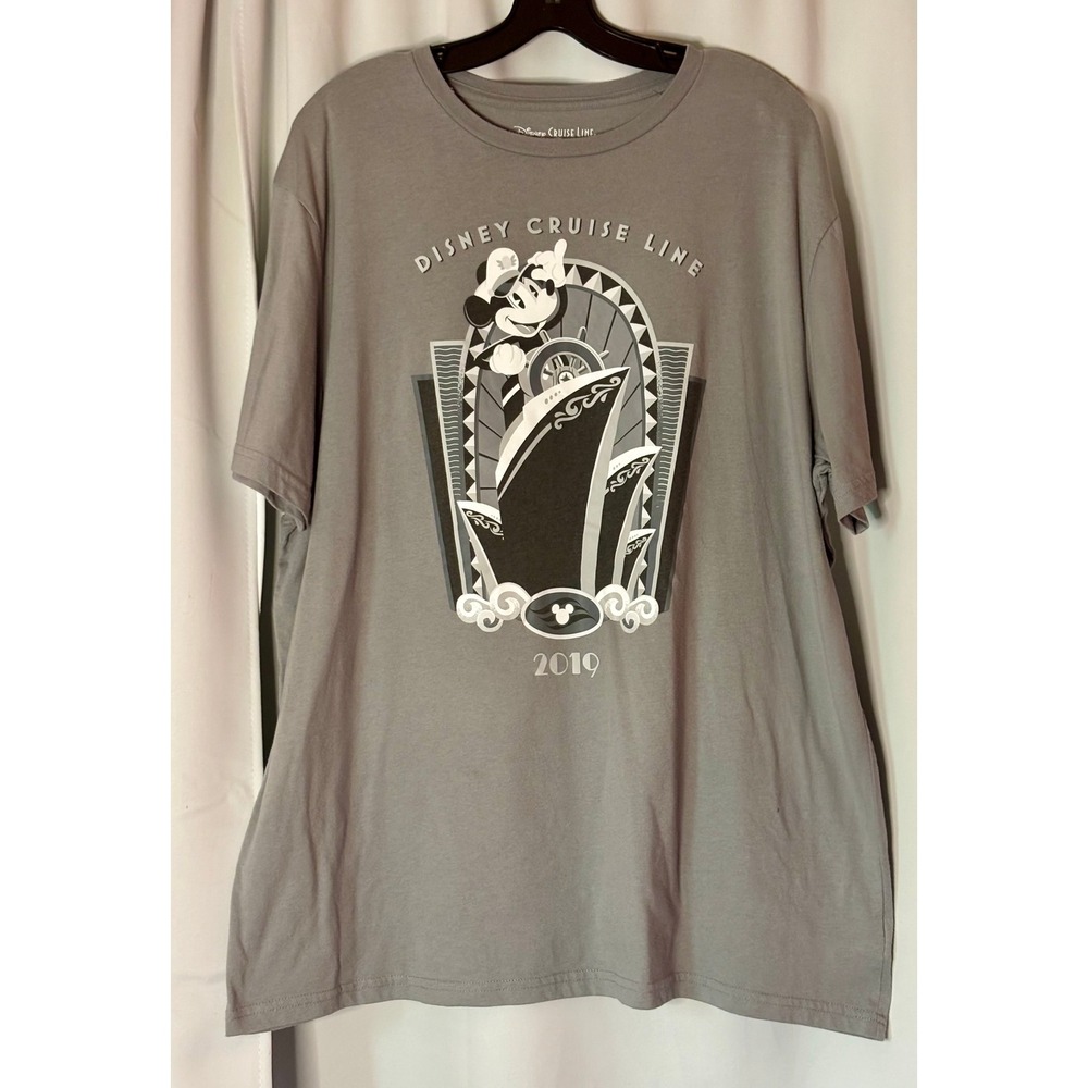 Disney Cruise Line 2019 Captain Mickey Mouse Gray Graphic T-Shirt Mens XL